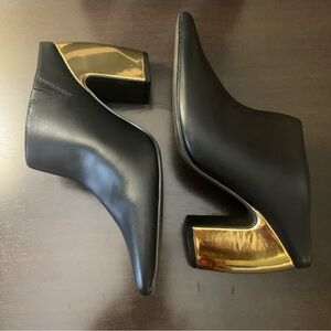 Worthington Black and Gold Sculptural Heeled Mules